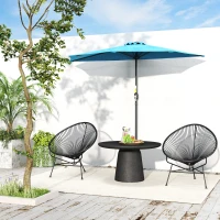 Outsunny 9ft Half Round Umbrella Outdoor Patio Garden Balcony Parasol Window Sun Shade w/ 5 Ribs, Light Blue(m-8)