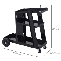 DURHAND 3 Tier Welding Cart Welder Trolley Garage Welding/Plasma Cutter Cart for Tanks Gas Bottles w/ Safety Chain Black(m-3)
