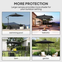 Outsunny 10ft Outdoor Cantilever Umbrella Banana Umbrella with Solar Lights and Adjustable Angle for Patio Backyard Black(m-7)