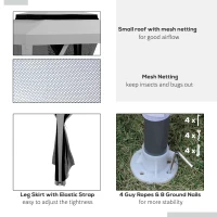 Outsunny 10' x 10' Outdoor Canopy Tent Party Tent with Mesh Netting and Double Tier Roof for Backyard, Garden, Patio, Light Grey(m-6)
