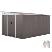Outsunny 11' x 9' Metal Outdoor Storage Shed, Tool House with Double Lockable Doors for Backyard, Patio, Lawn, Garage, Gray