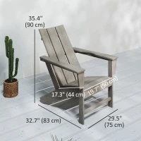 Outsunny HDPE Plastic Adirondack Chair, Muskoka Chair with High Back and Wide Armrests for Fire Pit, Patio, Porch, Dark Grey(m-3)