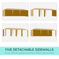 Outsunny 10 x 28ft Portable Party Tent, Gazebo Wedding Party Tent for Garden Dining and Outdoor with 5 Removable Sidewalls, White(m-6)
