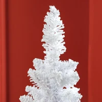 HOMCOM 5ft White Christmas Tree, Flocked Pencil Christmas Tree with 246 Branch Tips and Metal Base for Home, Indoor, Holiday(m-9)