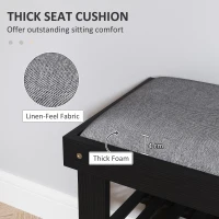 HOMCOM Bamboo Shoe Storage Bench, 3-Tier Entryway Bench with Cushion, Shoe Organizer for Entryway, Hallway, Black(m-4)