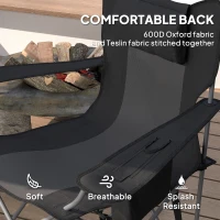 Outsunny Folding Rocking Camping Chairs, Portable Chairs with Headrest, Cooler Bag, Cup Holder, Carry Bag, 2 Pack, Black(m-5)