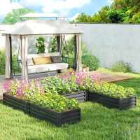 Outsunny Steel Raised Garden Bed, Set of 5 Large Box Planters for Outdoor Plants Vegetables Flowers Herbs, 8x8x1ft, Dark Grey(m-1)