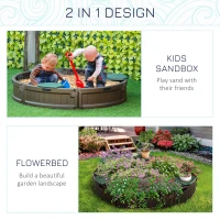 Outsunny Kids Outdoor Sandbox with Cover Garden Bed Sand Pit, Easy Assembly Children's Round Sandbox for Backyard, Brown, 48.5" x 48.5" x 8.75"(m-7)