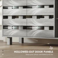 HOMCOM Shoe Cabinet, 21 Pair Shoe Storage Cabinet Organizer with 5-tier Double Door Cabinet and 5-tier Open Shelves, Light Grey(m-9)