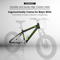 20" Kids' Fat Tire Mountain Bike with 7-Speed Drivetrain, and Shock-Absorbing Front Fork, for Ages 8-12, 63" L x 24.5" W x 35" H, Blackish Green(m-6)
