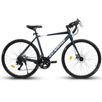 L Size 700C Road Bike with 16-Speed Drivetrain and Disc Brakes, Racing and Commuting Bicycle for Men and Women, Dark Blue(m-10)