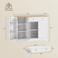 HOMCOM Modern Sideboard Cabinet, 41" Kitchen Buffet Cabinet with Drawer, Adjustable Shelf, 3 Doors for Dining Room, White(m-3)