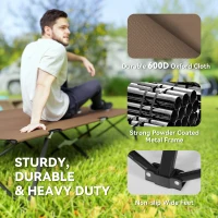 Outsunny 76" Two Person Folding Camping Cot Outdoor Portable Double Cot Wide Military Sleeping Bed w/ Carrying Bag Khaki(m-4)