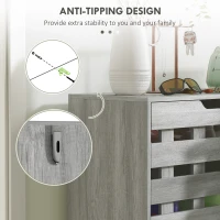 HOMCOM Shoe Cabinet, 21 Pair Shoe Storage Cabinet Organizer with 5-tier Double Door Cabinet and 5-tier Open Shelves, Light Grey(m-7)