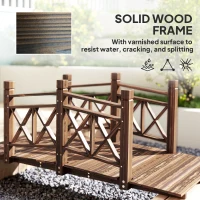 Outsunny 5 ft. Wooden Garden Bridge Footbridge for Backyard Ponds, Creeks, Streams, Carbonized(m-5)