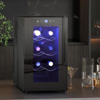 HOMCOM Quiet Wine Cooler Refrigerator, 8 Bottle, Beverage Wine Fridge with Glass Door, Temperature Control, for Champagne