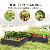 Outsunny Steel Raised Garden Bed, Set of 5 Large Box Planters for Outdoor Plants Vegetables Flowers Herbs, 8x8x1ft, Dark Grey(m-6)