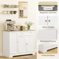 HOMCOM Modern Sideboard Cabinet, 41" Kitchen Buffet Cabinet with Drawer, Adjustable Shelf, 3 Doors for Dining Room, White(m-7)