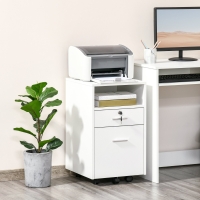 Vinsetto 2 Drawer Filing Cabinet with Lock, Vertical File Cabinet with Wheels, Mobile Office Cabinet for A4, Letter Size, White