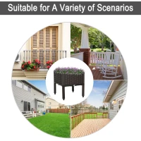 Outsunny 1 Piece Raised Garden Bed PP Raised Flower Bed Vegetable Herb Grow Box Stand Brown(m-4)