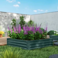 Outsunny Galvanized Raised Garden Bed, 4' x 4' x 1' Metal Planter Box, for Growing Vegetables, Flowers, Herbs, Succulents, Green(m-8)