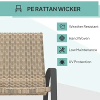 Outsunny 2 Pieces Wicker Patio Rocking Chair Set, Rattan Outdoor Rocking Chair Set with High Back, Armrests for Garden, Khaki(m-6)