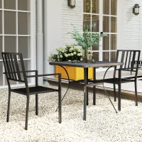 Outsunny Patio Dining Chairs with Metal Slatted Design, Black(m-9)