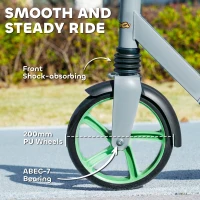 Qaba Kick Scooter for Kids Ages 6-12 with Adjustable Height, Rear-Fender Brake, 200mm Big Wheel, Foldable Design, Green(m-7)
