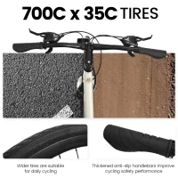 21-Speed 700C Road Hybrid Bike with Dual-Disc Brakes for Adults, 85% Pre-Assembled, 68" L x 27.5" W x 37.5" H, Cream(m-5)