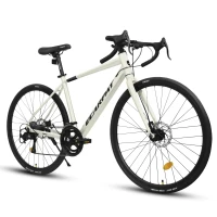 M Size 700C Road Bike with 16-Speed Lightweight Aluminum Frame, Perfect for City Commuting and Racing, Cream(m-2)