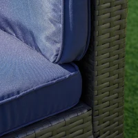 Outsunny 7 Pieces Patio Furniture Set, Rattan Outdoor Conversation Set Garden Wicker Sofa Set, Sectional Furniture, Navy(m-13)