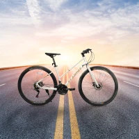 21-Speed 700C Road Hybrid Bike with Dual-Disc Brakes for Adults, 85% Pre-Assembled, 68" L x 27.5" W x 37.5" H, Cream(m-1)