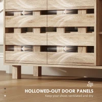 HOMCOM Shoe Cabinet, 21 Pair Shoe Storage Cabinet Organizer with 5-tier Double Door Cabinet and 5-tier Open Shelves, Beige(m-9)