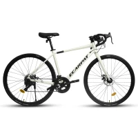 M Size 700C Road Bike with 16-Speed Lightweight Aluminum Frame, Perfect for City Commuting and Racing, Cream(m-10)