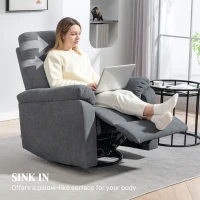 HOMCOM Recliner Chair, Wide Swivel Rocker Chair, Overstuffed Single Sofa with Pocket Spring, Footrest, Quick Assembly, Gray(m-7)