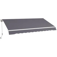 Outsunny 12' x 10' Manual Retractable Awning Outdoor Sunshade Shelter with Adjustable & Versatile Design(m-1)