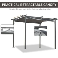 Outsunny 10' x 10' Outdoor Retractable Pergola Canopy, Metal Patio Shade Shelter for Backyard, Porch Party, Garden, Grill Gazebo, Grey(m-5)