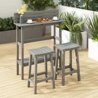Outsunny 3 Piece Patio Bar Set with 43"H Bar Table and 2 Bar Stools, for Balcony, Backyard, Porch(m-8)
