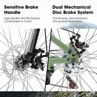 27.5" High Carbon Steel Mountain Bike with Disc Brakes, Thumb Shifter, Front Fork Suspension, 21-Speed Trail Commuter for All Terrains, Green(m-6)