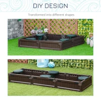 Outsunny Kids Outdoor Sandbox with Cover Garden Bed, Easy Assembly for Backyard, Brown, 48.5" x 48.5" x 8.25"(m-4)