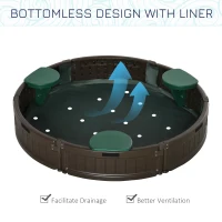 Outsunny Kids Outdoor Sandbox with Cover Garden Bed Sand Pit, Easy Assembly Children's Round Sandbox for Backyard, Brown, 48.5" x 48.5" x 8.75"(m-5)