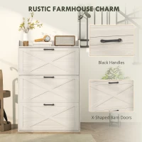 HOMCOM Narrow Shoe Storage Cabinet Farmhouse Shoe Cabinet with 3 Flip Drawers Adjustable Shelves for Entryway White Oak(m-6)