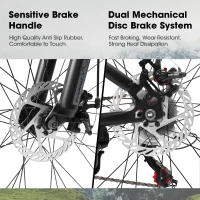 27.5" High Carbon Steel Mountain Bike with Dual Disc Brakes, Thumb Shifter, All-Terrain Tires, 21-Speed Trail Commuter for Adults, Black+Red(m-6)