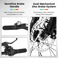 20" Kids' Fat Tire Mountain Bike with 7-Speed Drivetrain, and Dual Disc Brakes, for Ages 8-12, 63" L x 24.5" W x 35" H, Black+Red(m-7)