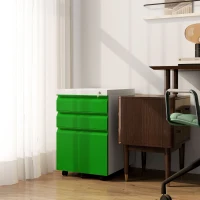 Vinsetto 3 Drawer Filing Cabinet, Lockable Office Storage Cabinet on Wheels for Legal, Letter, A4 Files, Green(m-1)