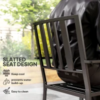 Outsunny Patio Dining Chairs with Metal Slatted Design, Black(m-4)