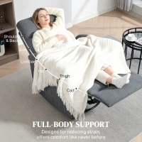 HOMCOM Recliner Chair, Wide Swivel Rocker Chair, Overstuffed Single Sofa with Pocket Spring, Footrest, Quick Assembly, Gray(m-8)