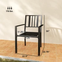 Outsunny Patio Dining Chairs with Metal Slatted Design, Black(m-3)