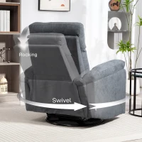 HOMCOM Recliner Chair, Wide Swivel Rocker Chair, Overstuffed Single Sofa with Pocket Spring, Footrest, Quick Assembly, Gray(m-5)