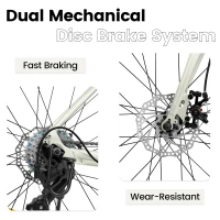 M Size 700C Road Bike with 16-Speed Lightweight Aluminum Frame, Perfect for City Commuting and Racing, Cream(m-6)